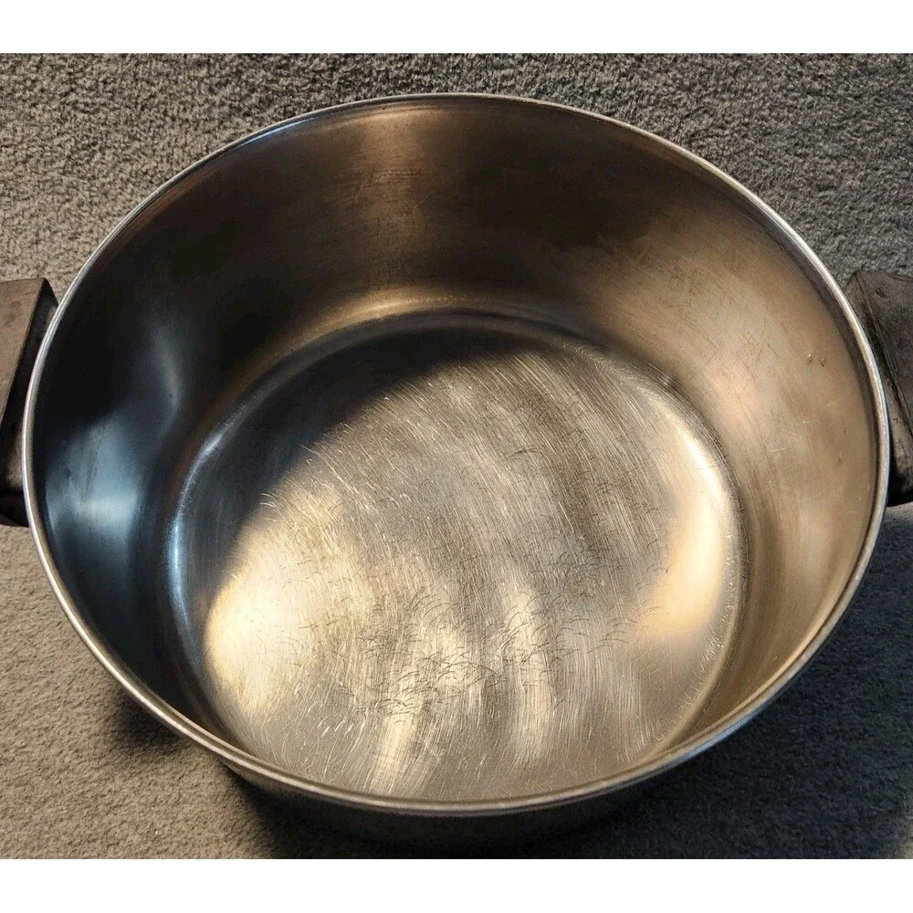 Vintage REVERE WARE 4-1/2 Qt Stock Pot Stainless Steel Copper Bottom No Lid